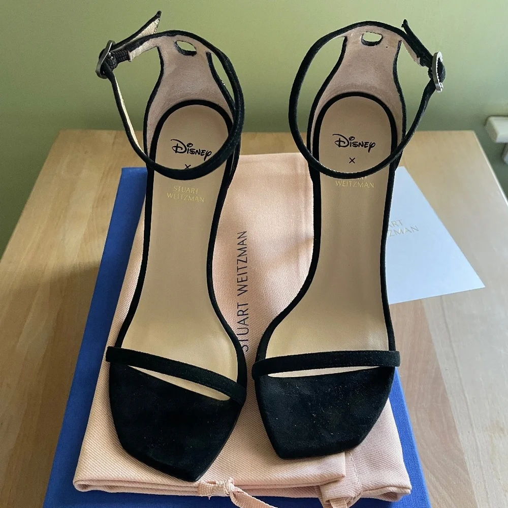 Disney x Stuart Weitzman Nudistcurve Black 100 Sz 5 - Picture 3 of 16